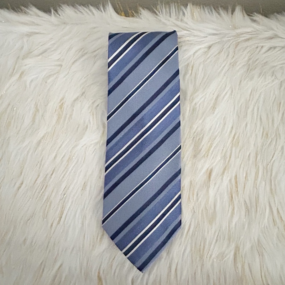 Vesuvio Napoli Classic Blue Striped Silk Tie